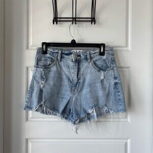 Daze Denim Shorts Womens Size 27 Blue Light Wash High Rise Distressed